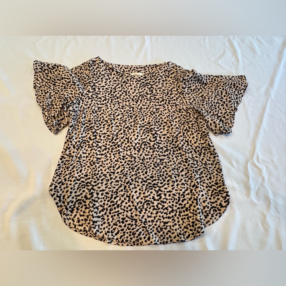 H&M Women’s Leopard Print Short Sleeve Blouse Size 6